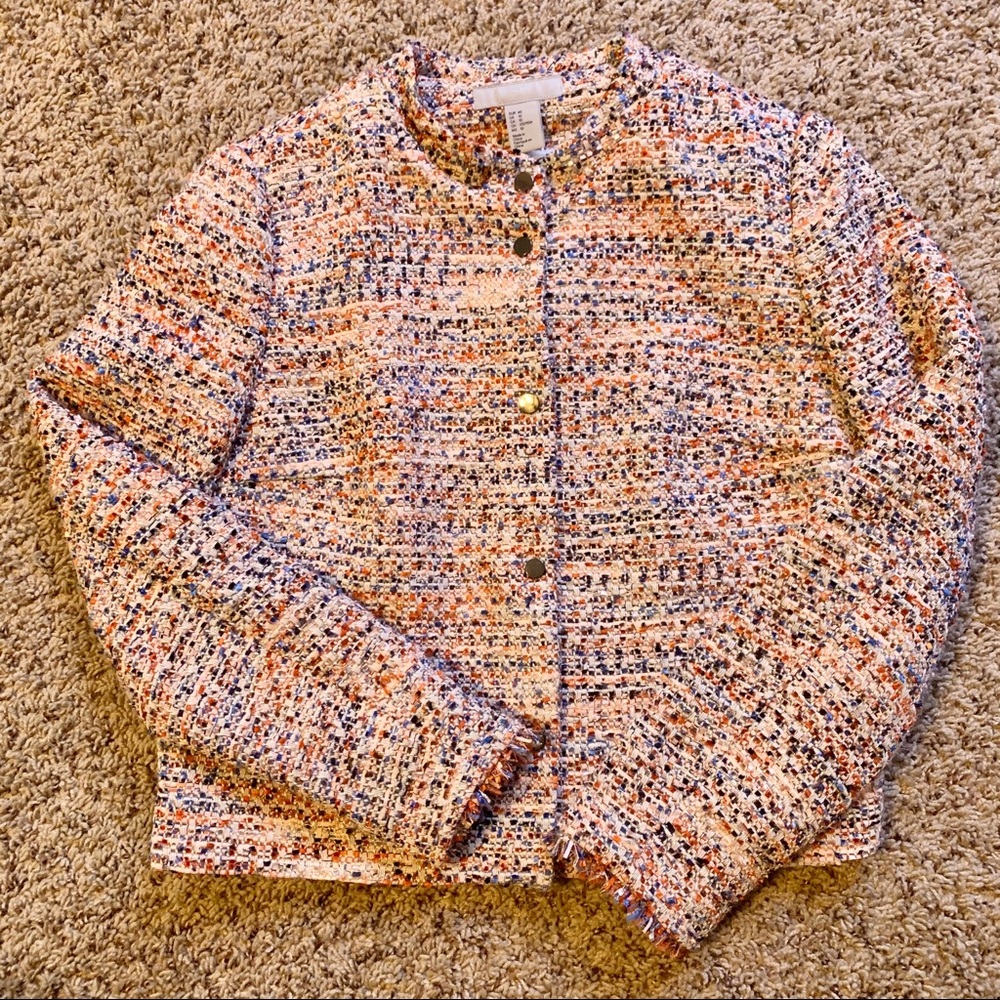 H&M Tweed Jacket - Pink / Blue size 10